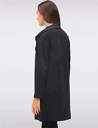 Draped Front Long Cardigan with Floral Jacquard & Waterfall Collar by Perle