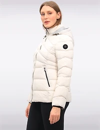 Lightweight Short Vegan Quilted Puffer Jacket with Detachable Hood by Snoboll