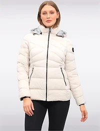 Lightweight Short Vegan Quilted Puffer Jacket with Detachable Hood by Snoboll