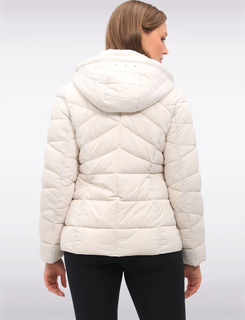 Lightweight Short Vegan Quilted Puffer Jacket with Detachable Hood by Snoboll