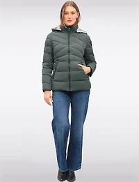 Lightweight Short Vegan Quilted Puffer Jacket with Detachable Hood by Snoboll