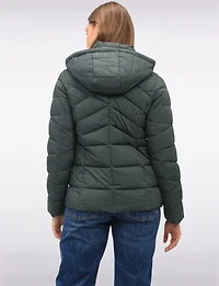Lightweight Short Vegan Quilted Puffer Jacket with Detachable Hood by Snoboll
