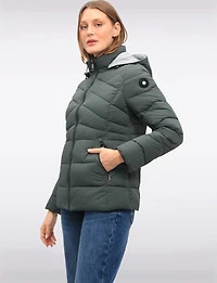 Lightweight Short Vegan Quilted Puffer Jacket with Detachable Hood by Snoboll