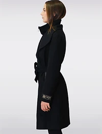 Long Wool-Blend Trench Coat - Belted with Notch Collar &  Inner Bib by Sicily