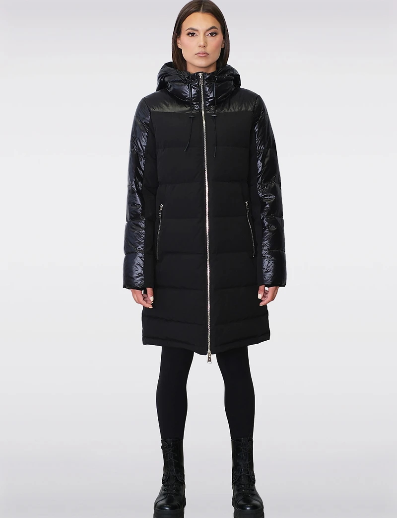 Chic Slim-Fit Quilted Down Puffer Jacket with Hood & Zip Closure by Sicily