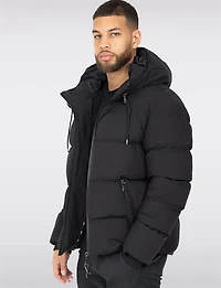 Sleek Men’s Black Matte Down Puffer Jacket - Water-Repellent by Sicily