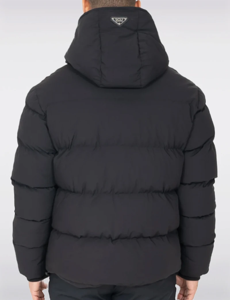 Sleek Men’s Black Matte Down Puffer Jacket - Water-Repellent by Sicily