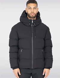 Sleek Men’s Black Matte Down Puffer Jacket - Water-Repellent by Sicily
