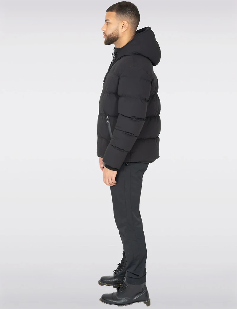 Sleek Men’s Black Matte Down Puffer Jacket - Water-Repellent by Sicily