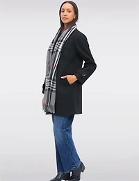 Sara A-line Single Breasted Shirt Collar Coat With Plaid Scarf Included by Saki