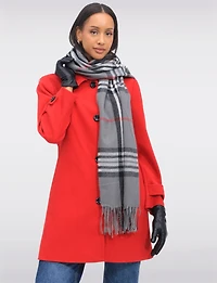 Sara A-line Single Breasted Shirt Collar Coat With Plaid Scarf Included by Saki