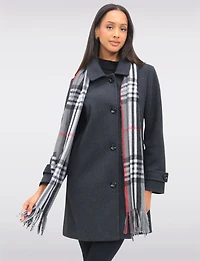 Sara A-line Single Breasted Shirt Collar Coat With Plaid Scarf Included by Saki