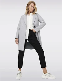 Chic Single-Breasted Notch Collar Coat with Exposed Seams & Pockets by ONLY