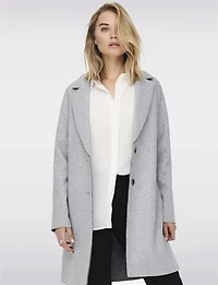 Chic Single-Breasted Notch Collar Coat with Exposed Seams & Pockets by ONLY