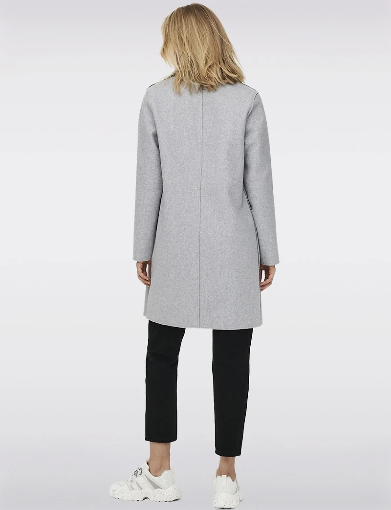 Chic Single-Breasted Notch Collar Coat with Exposed Seams & Pockets by ONLY
