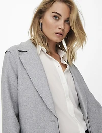 Chic Single-Breasted Notch Collar Coat with Exposed Seams & Pockets by ONLY