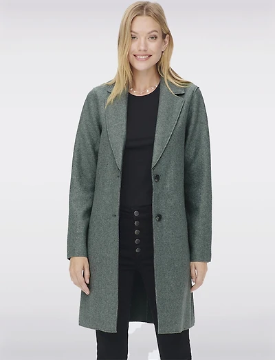 Chic Single-Breasted Notch Collar Coat with Exposed Seams & Pockets by ONLY