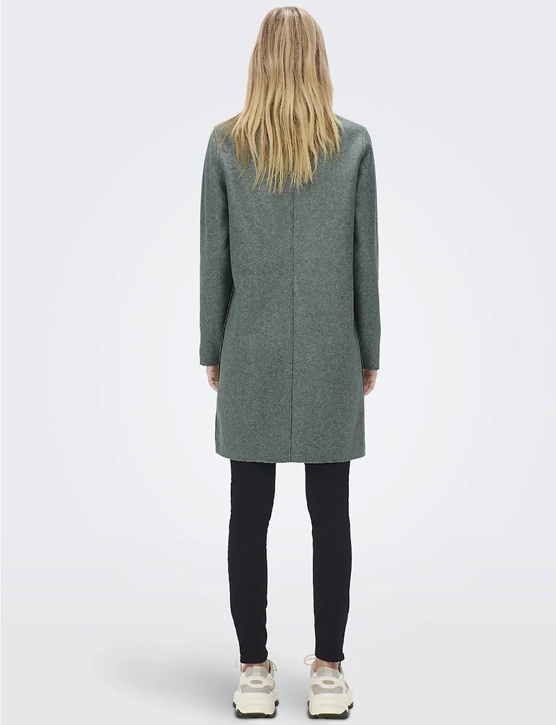 Chic Single-Breasted Notch Collar Coat with Exposed Seams & Pockets by ONLY