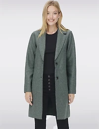 Chic Single-Breasted Notch Collar Coat with Exposed Seams & Pockets by ONLY