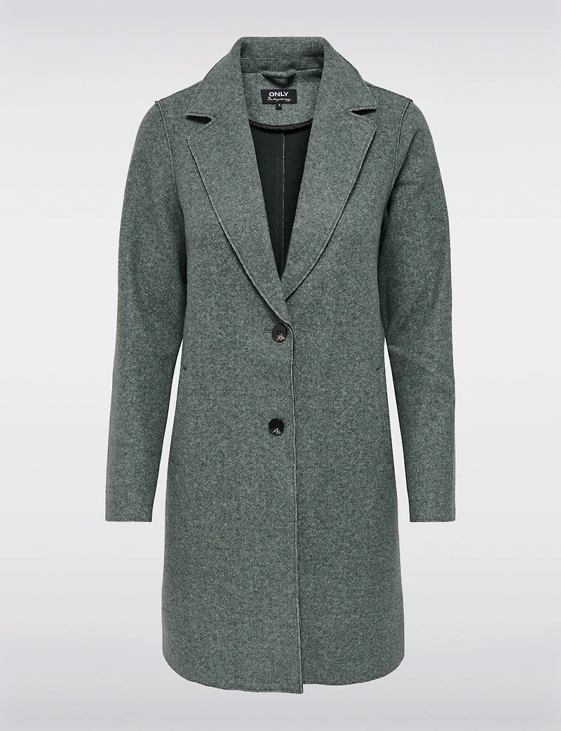 Chic Single-Breasted Notch Collar Coat with Exposed Seams & Pockets by ONLY
