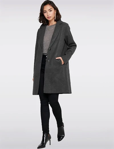 Chic Single-Breasted Notch Collar Coat with Exposed Seams & Pockets by ONLY