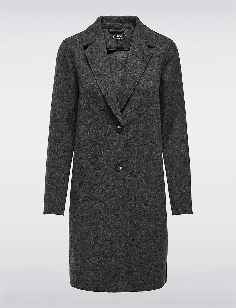 Chic Single-Breasted Notch Collar Coat with Exposed Seams & Pockets by ONLY