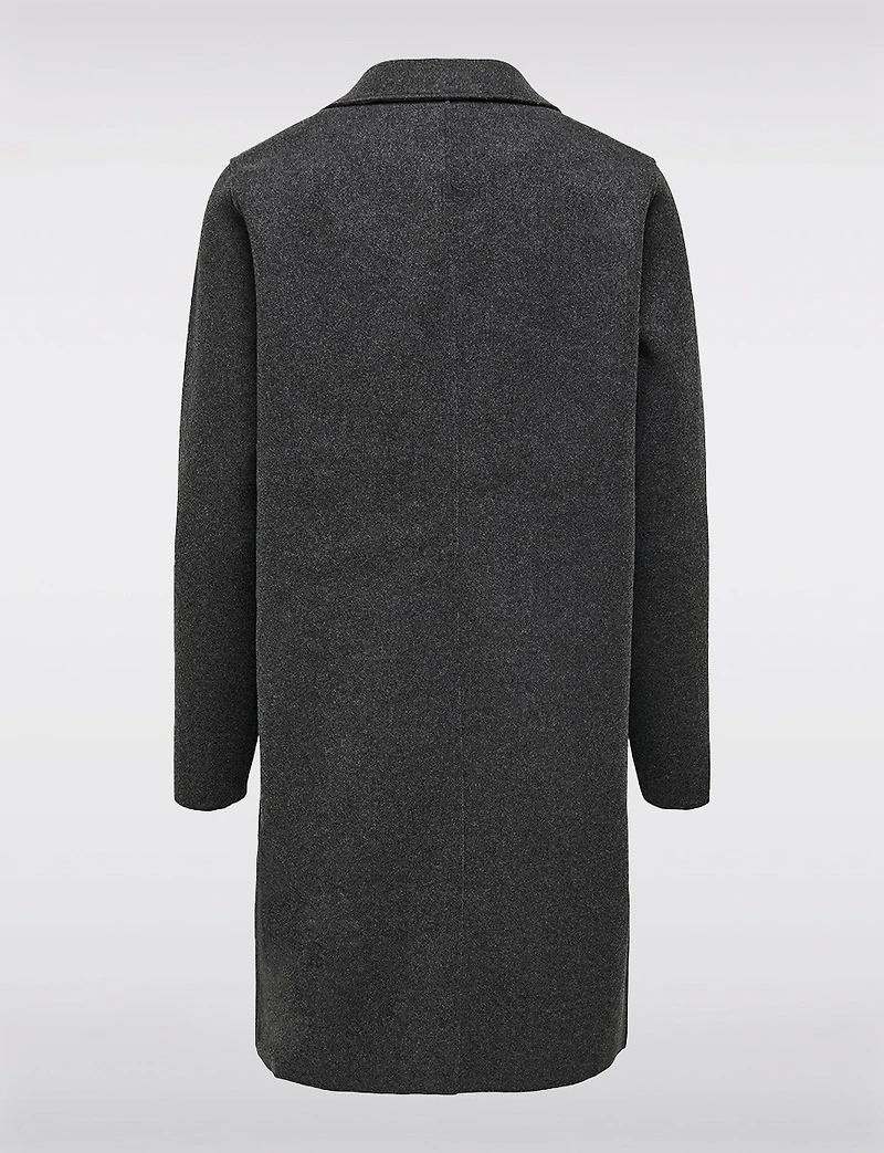 Chic Single-Breasted Notch Collar Coat with Exposed Seams & Pockets by ONLY