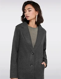 Chic Single-Breasted Notch Collar Coat with Exposed Seams & Pockets by ONLY