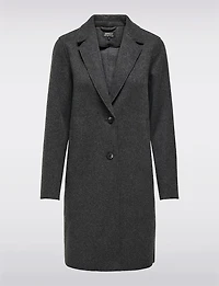 Chic Single-Breasted Notch Collar Coat with Exposed Seams & Pockets by ONLY