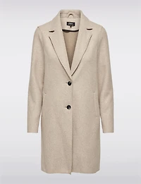 Chic Single-Breasted Notch Collar Coat with Exposed Seams & Pockets by ONLY