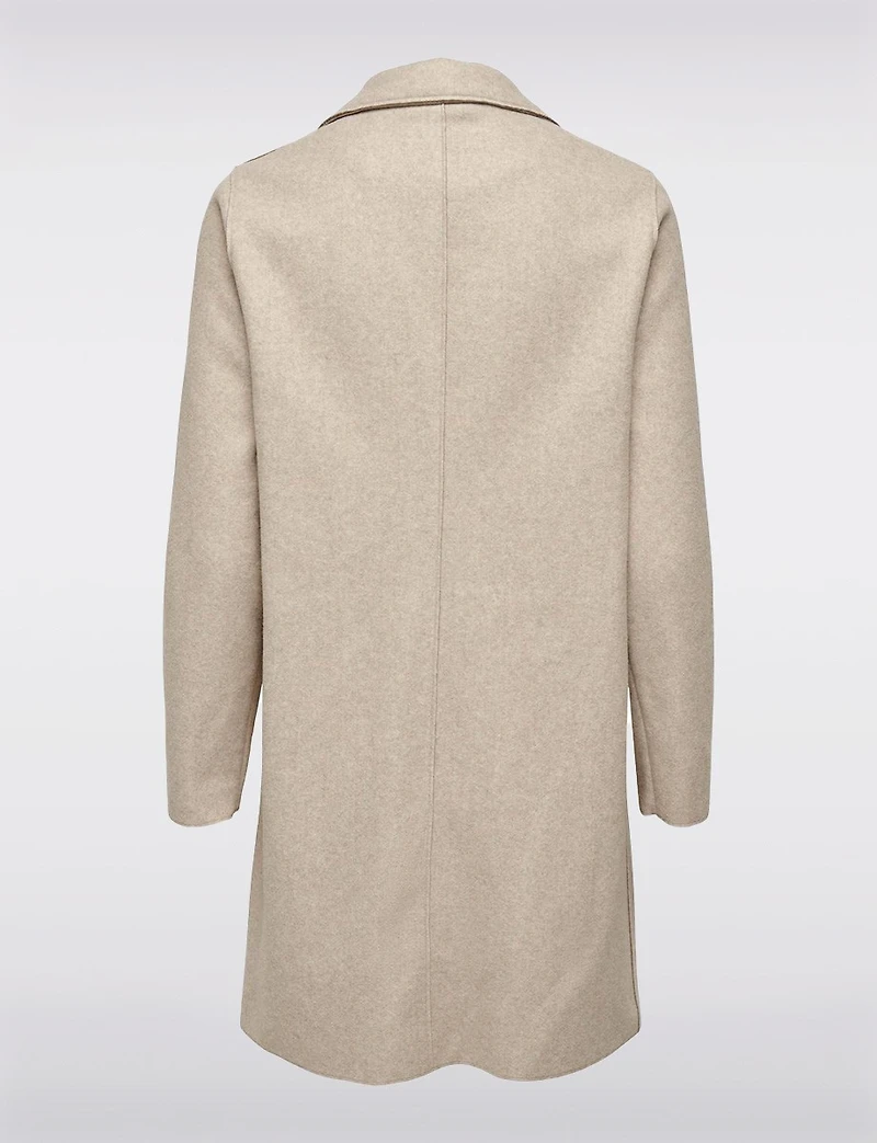Chic Single-Breasted Notch Collar Coat with Exposed Seams & Pockets by ONLY