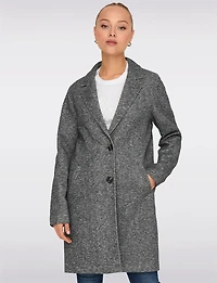 Single-Breasted Notch Collar Cotton Blend Knit Coat with Welt Pockets by Only