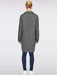 Single-Breasted Notch Collar Cotton Blend Knit Coat with Welt Pockets by Only