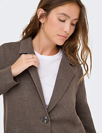 Single-Breasted Notch Collar Cotton Blend Knit Coat with Welt Pockets by Only