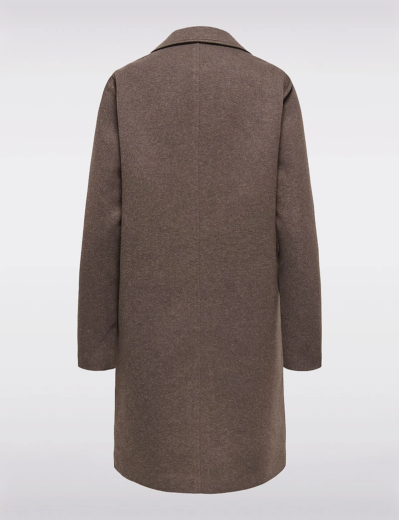 Single-Breasted Notch Collar Cotton Blend Knit Coat with Welt Pockets by Only