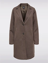 Single-Breasted Notch Collar Cotton Blend Knit Coat with Welt Pockets by Only