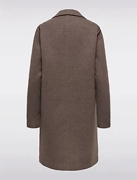 Single-Breasted Notch Collar Cotton Blend Knit Coat with Welt Pockets by Only