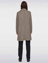 Single-Breasted Notch Collar Cotton Blend Knit Coat with Welt Pockets by Only