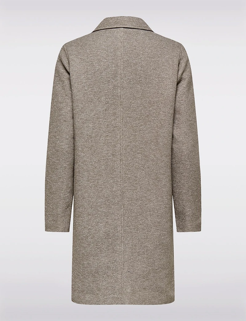 Single-Breasted Notch Collar Cotton Blend Knit Coat with Welt Pockets by Only