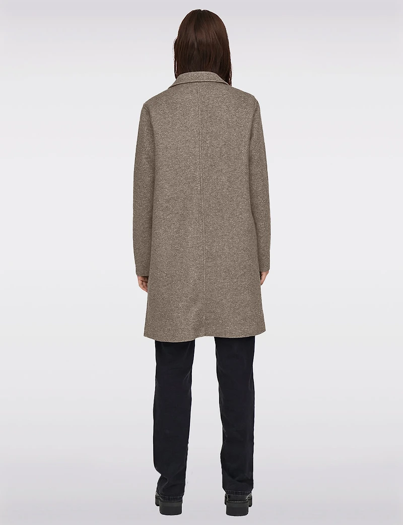 Single-Breasted Notch Collar Cotton Blend Knit Coat with Welt Pockets by Only