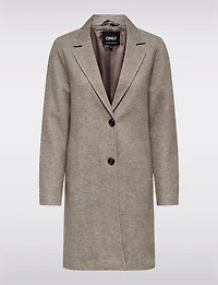 Single-Breasted Notch Collar Cotton Blend Knit Coat with Welt Pockets by Only
