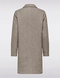 Single-Breasted Notch Collar Cotton Blend Knit Coat with Welt Pockets by Only