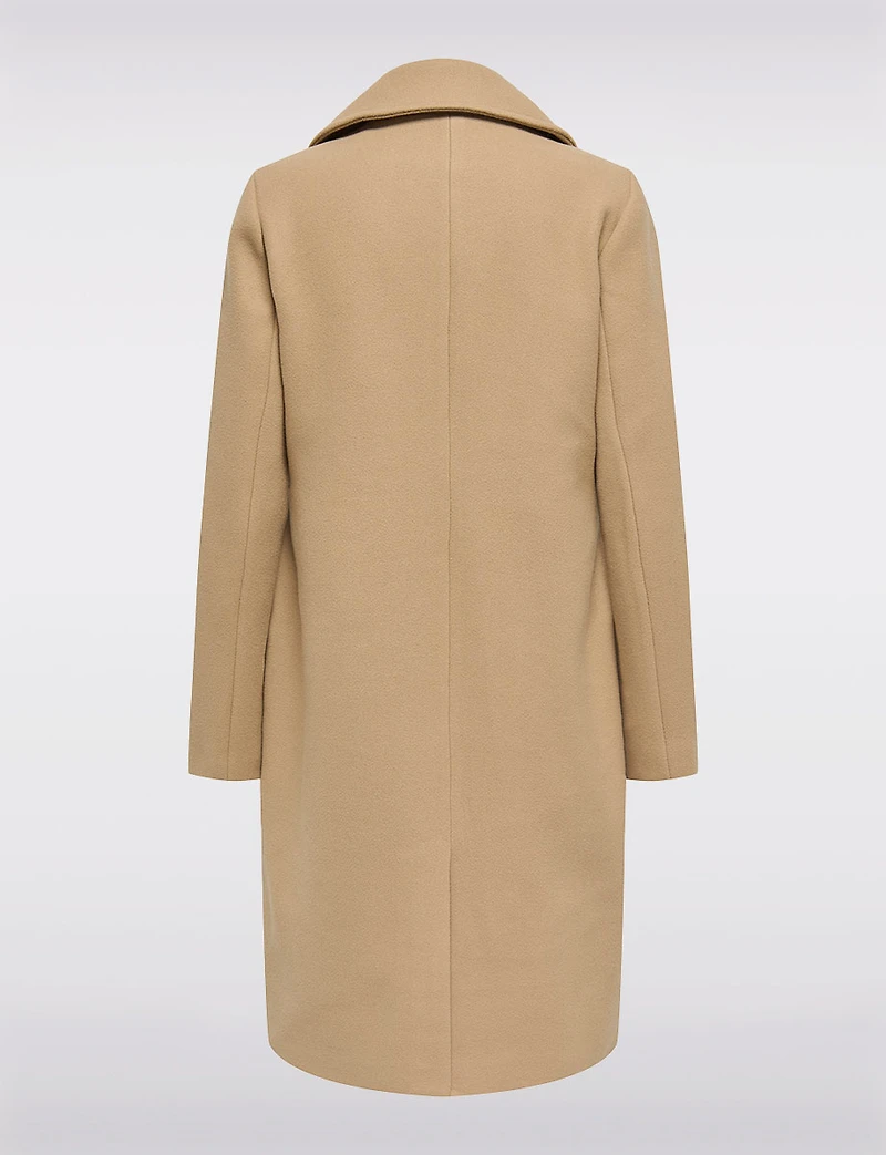 Classic Double-Breasted Notch Collar Coat with Welt Pockets & Back Slit by Only