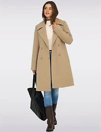 Classic Double-Breasted Notch Collar Coat with Welt Pockets & Back Slit by Only