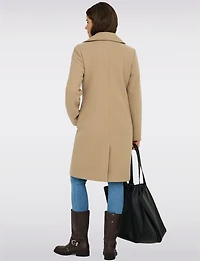 Classic Double-Breasted Notch Collar Coat with Welt Pockets & Back Slit by Only
