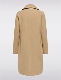 Classic Double-Breasted Notch Collar Coat with Welt Pockets & Back Slit by Only