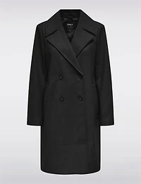 Classic Double-Breasted Notch Collar Coat with Welt Pockets & Back Slit by Only