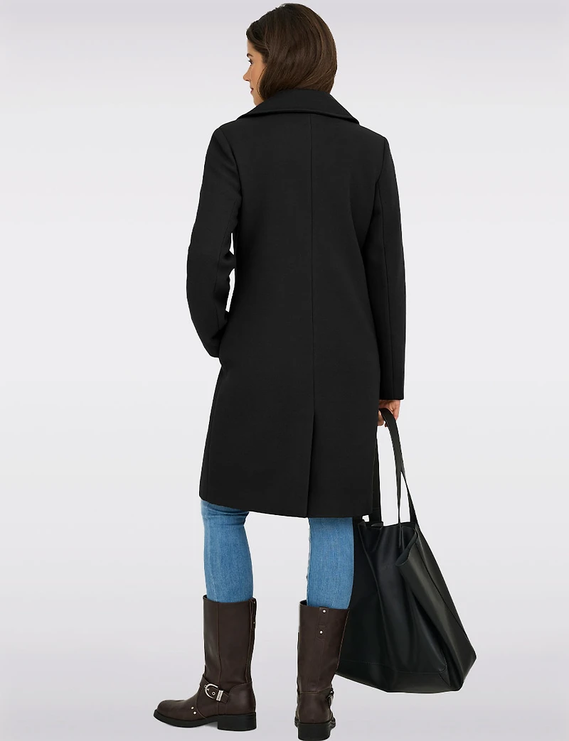 Classic Double-Breasted Notch Collar Coat with Welt Pockets & Back Slit by Only