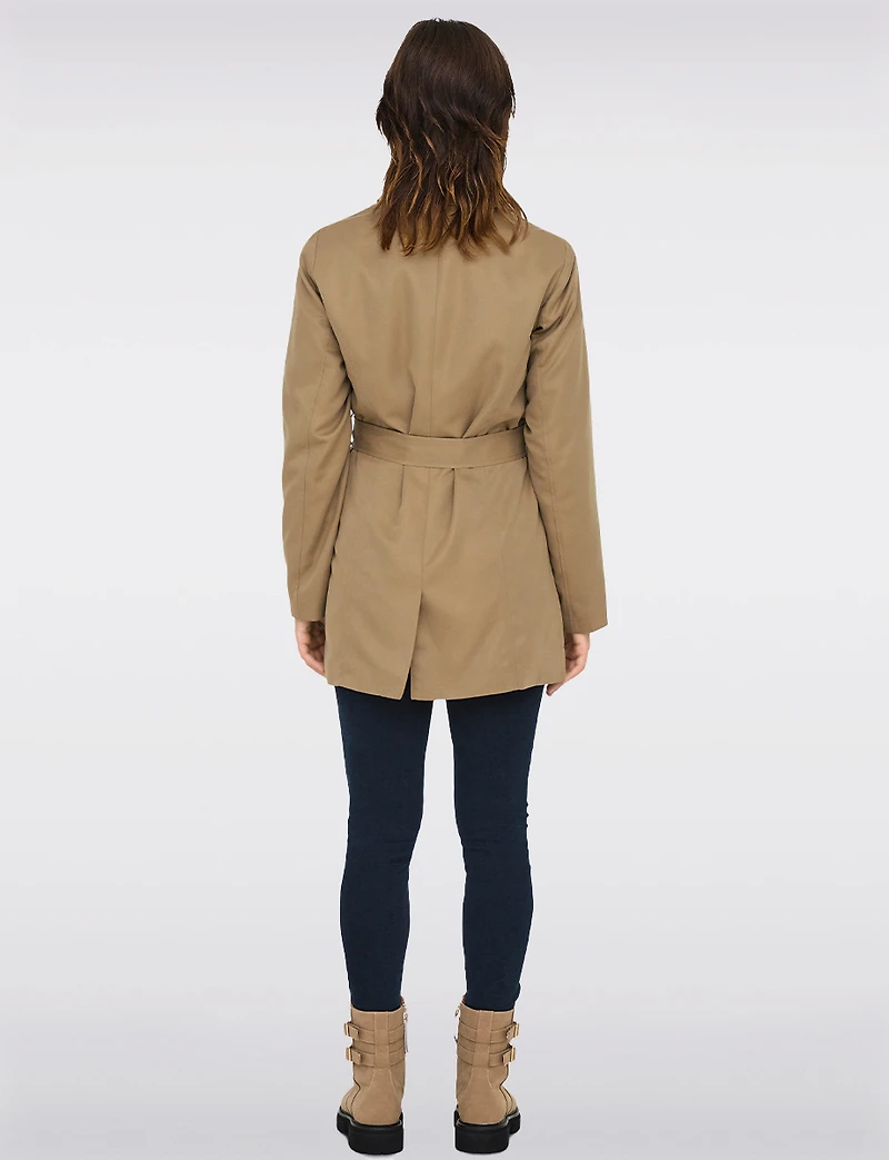Classic Double-Breasted Short Trench Coat with Removable Belt by ONLY
