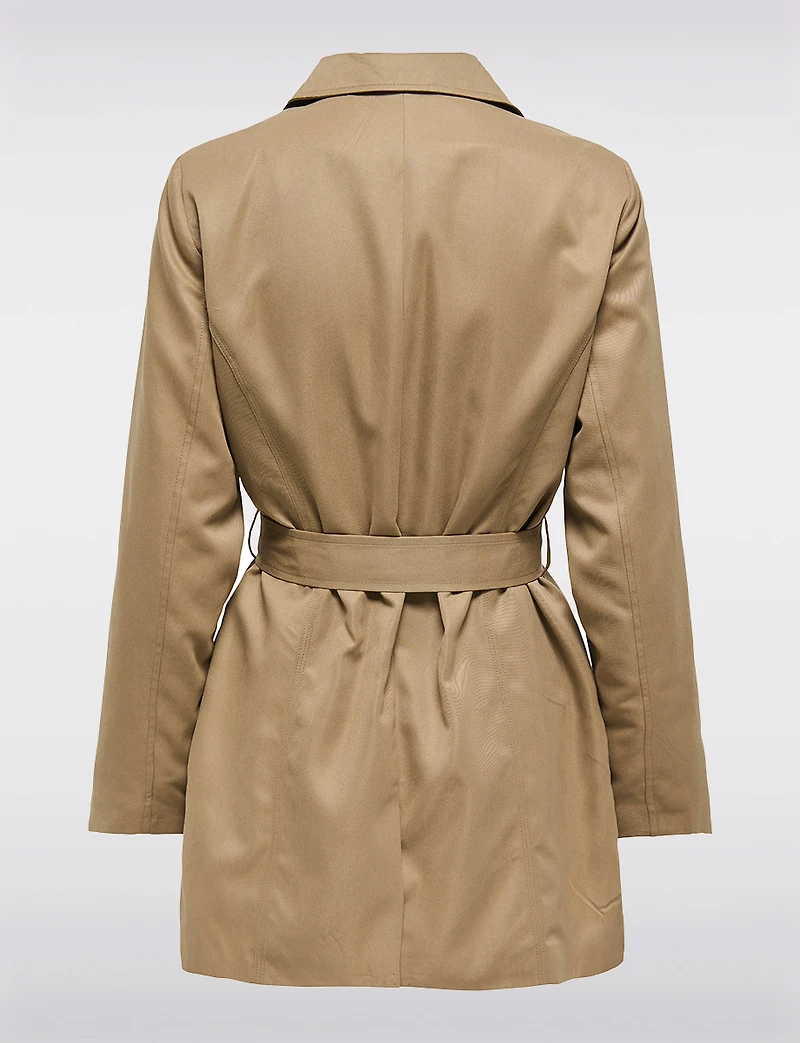 Classic Double-Breasted Short Trench Coat with Removable Belt by ONLY
